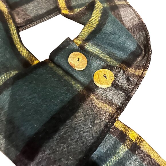 Patrick King Merino‎ Wool Green Plaid Button Scarf With Fringe Trim scottish - Picture 7 of 9